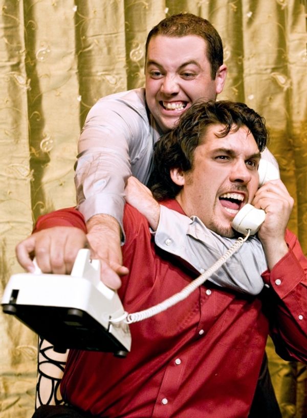 Paul Valleau (standing) as Robert and Josh Visnapuu Photo