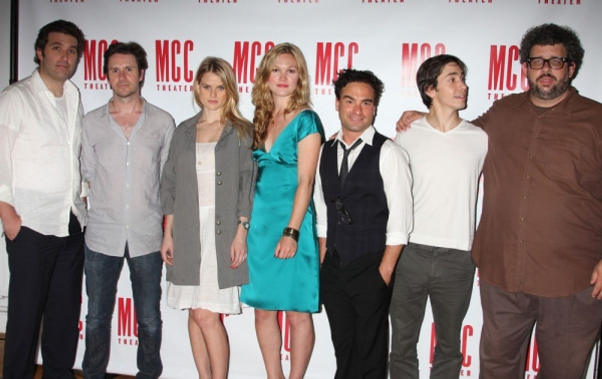 Craig Bierko, Julia Stiles, Johnny Galecki, Justin Long and the cast of FILTHY TALK with Neil LaBute at 
