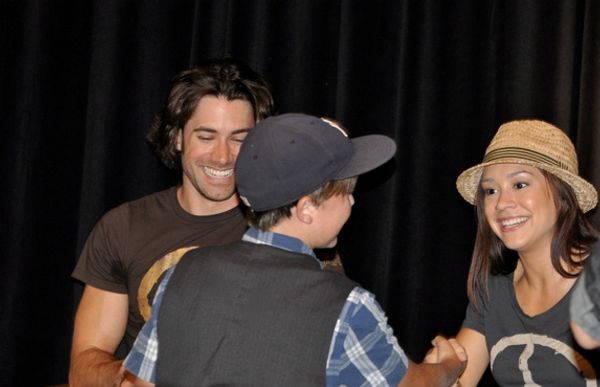 Justin Holt meeting some of the judges-Ace Young and Diana DeGarmo Photo