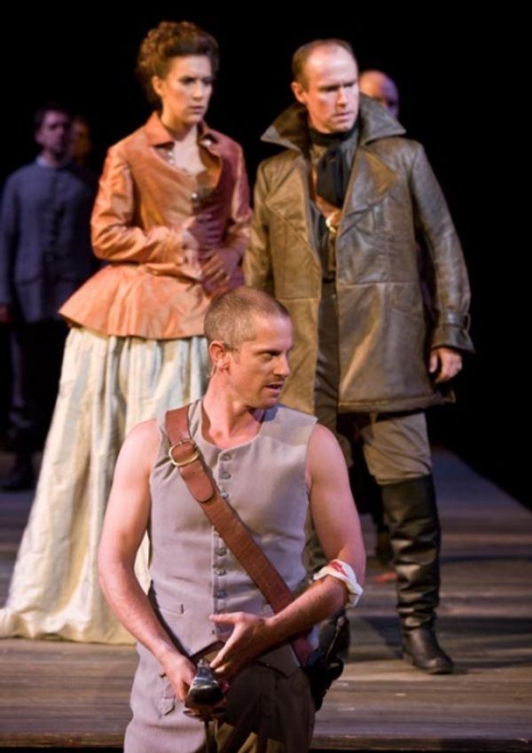 Jonno Roberts (center) as Edmund with Aubrey Saverino as Regan and Michael Stewart Al Photo