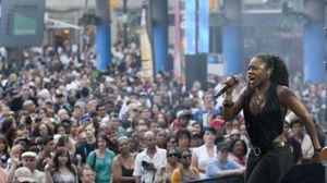 Jully Black with crowd at Yonge-Dundas Square Photo