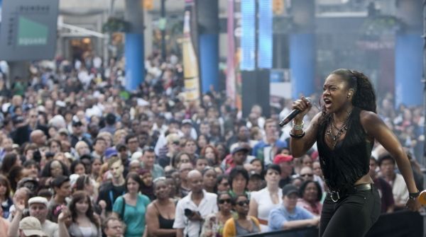 Jully Black with crowd at Yonge-Dundas Square Photo
