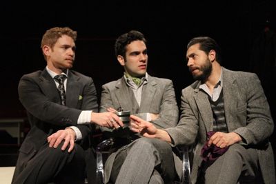 Vayu O'Donnell (Henry), Wil Petre (Dorian Gray) and Leif Huckman (Basil) Photo