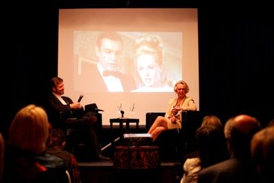 Host B. Harlan Boll discusses making "Marnie" with Tippi Hedren Photo