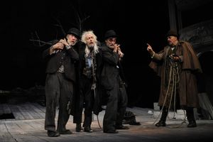 Ian McKellen (Estragon), Ronald Pickup (Lucky), Roger Rees (Vladimir) and Matthew Kelly
@ BroadwayWorld Ian McKellen (Estragon), Ronald Pickup (Lucky), Roger Rees (Vladimir) and Matthew Kel Photo