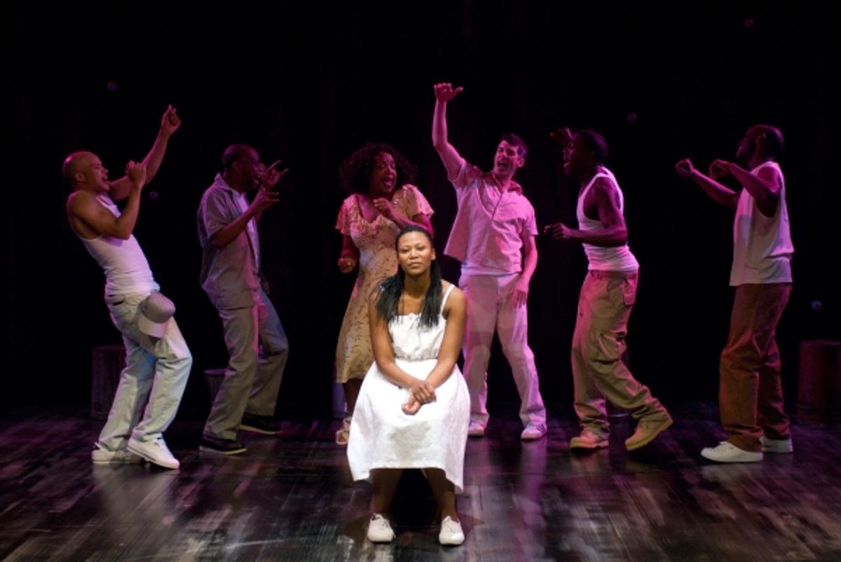 Alana Arenas (center) and the cast of Steppenwolf's The Brother/Sister Plays  at 