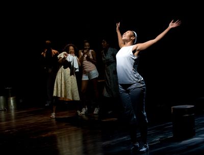 Alana Arenas (front right) and the cast of Steppenwolf's The Brother/Sister Plays  Photo