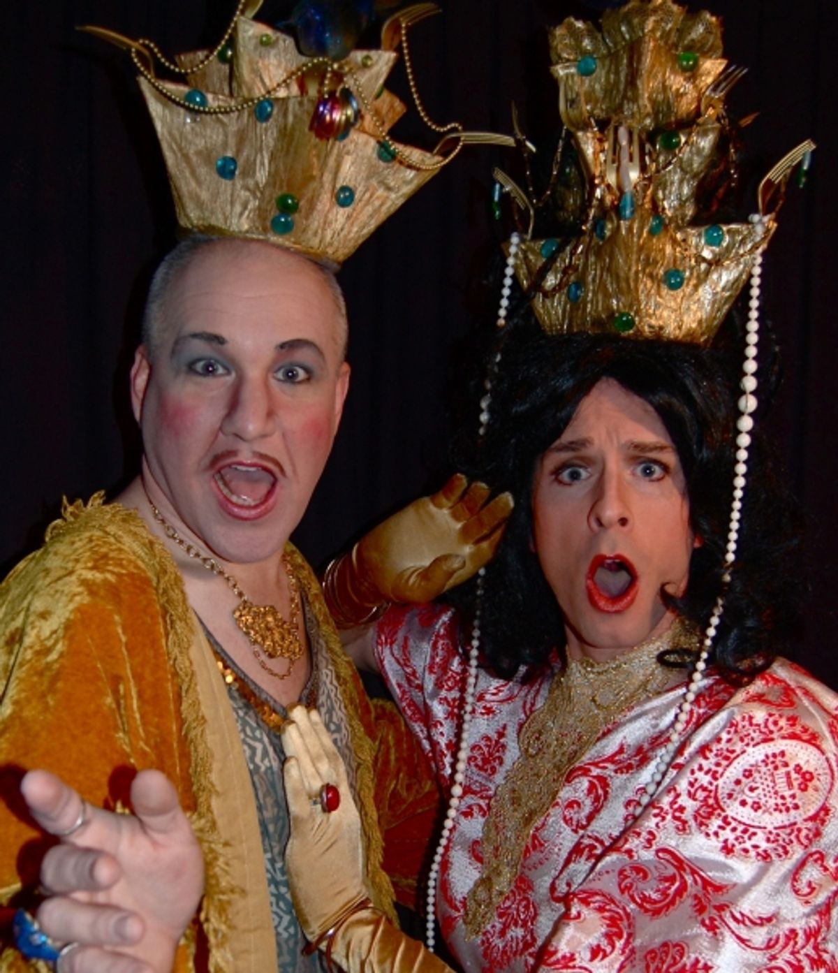 Ed Jones as the perverted Emperor Justinian and Danny Taylor as Empress Theodora in 'Theodora She-Bitch for Byzantium' by Charles Busch. Photo by William Scott at 