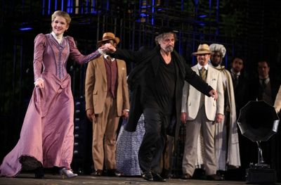 Lily Rabe and Al Pacino with MERCHANT Cast Photo