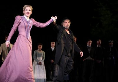 Lily Rabe and Al Pacino with MERCHANT Cast Photo