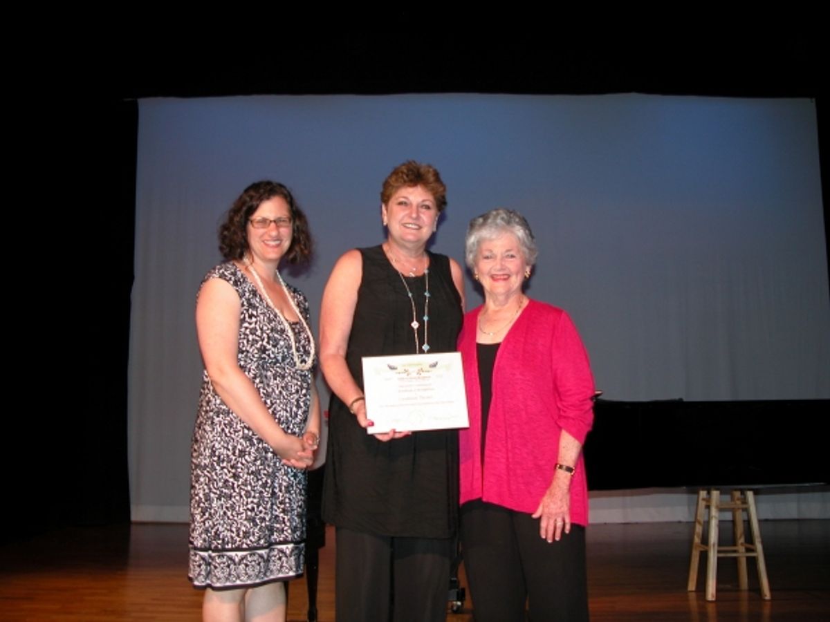 North Hempstead Town Clerk Leslie Gross with Landmark's Executive Director Sharon Maier-Kennelly and General Manager Phyllis Joseph at 