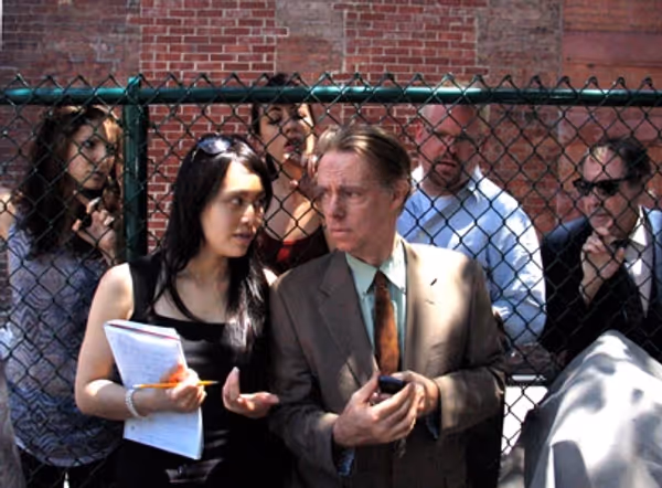 Ivory Aquino (Marc Antony), Hamilton Clancy (Caesar).  Behind (L-R):  Marianna Caldwe Photo