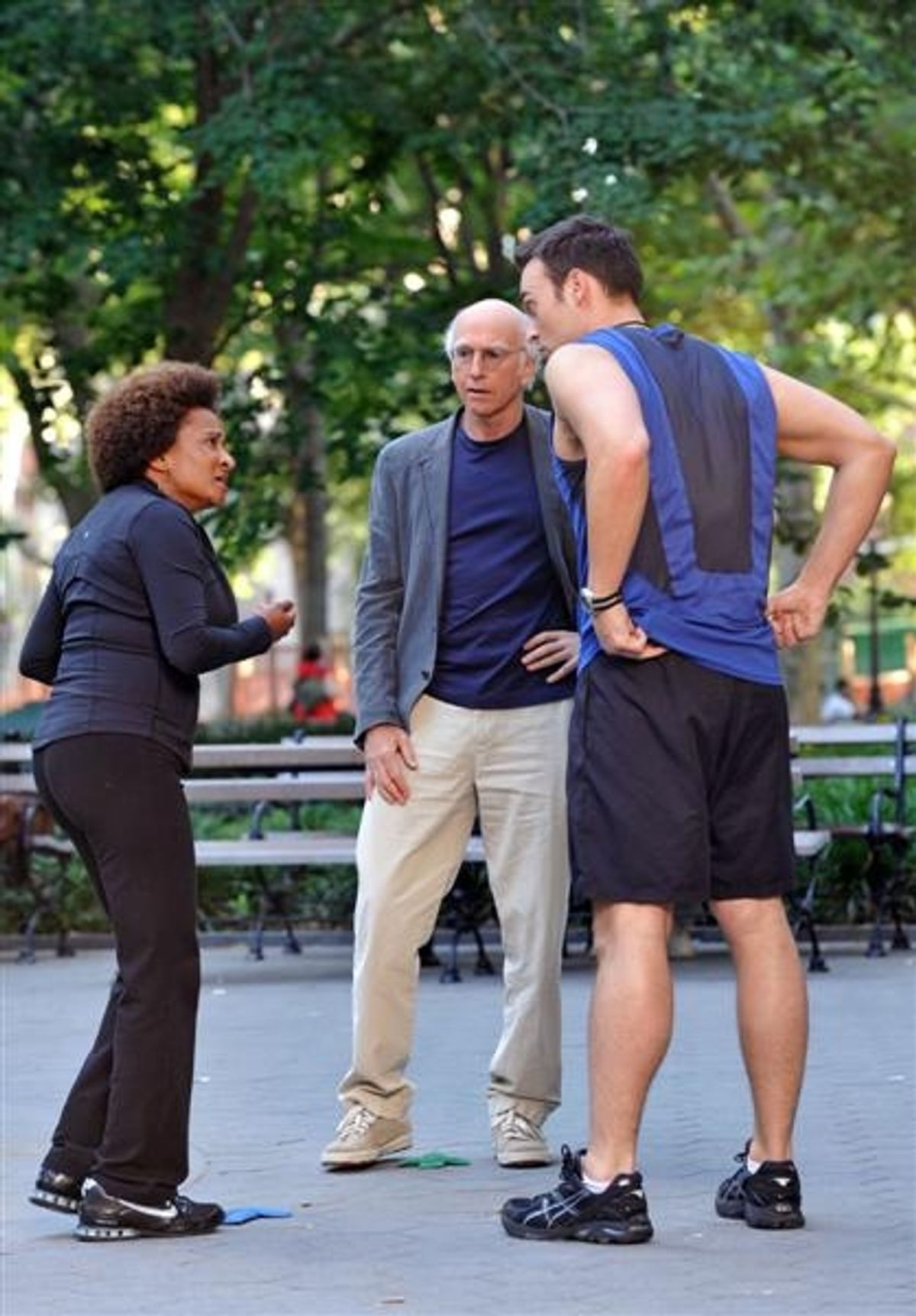 Larry David, Wanda Sykes, and Cheyenne Jackson at 