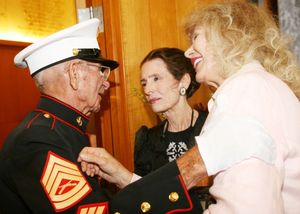 Harold "Skip" Adams (Gunnery Sargent USMC retired) is thanked by Margaret O'Brien and Loretta Swit @ BroadwayWorld Harold "Skip" Adams (Gunnery Sargent USMC retired) is thanked by Margaret O'Brien and Photo