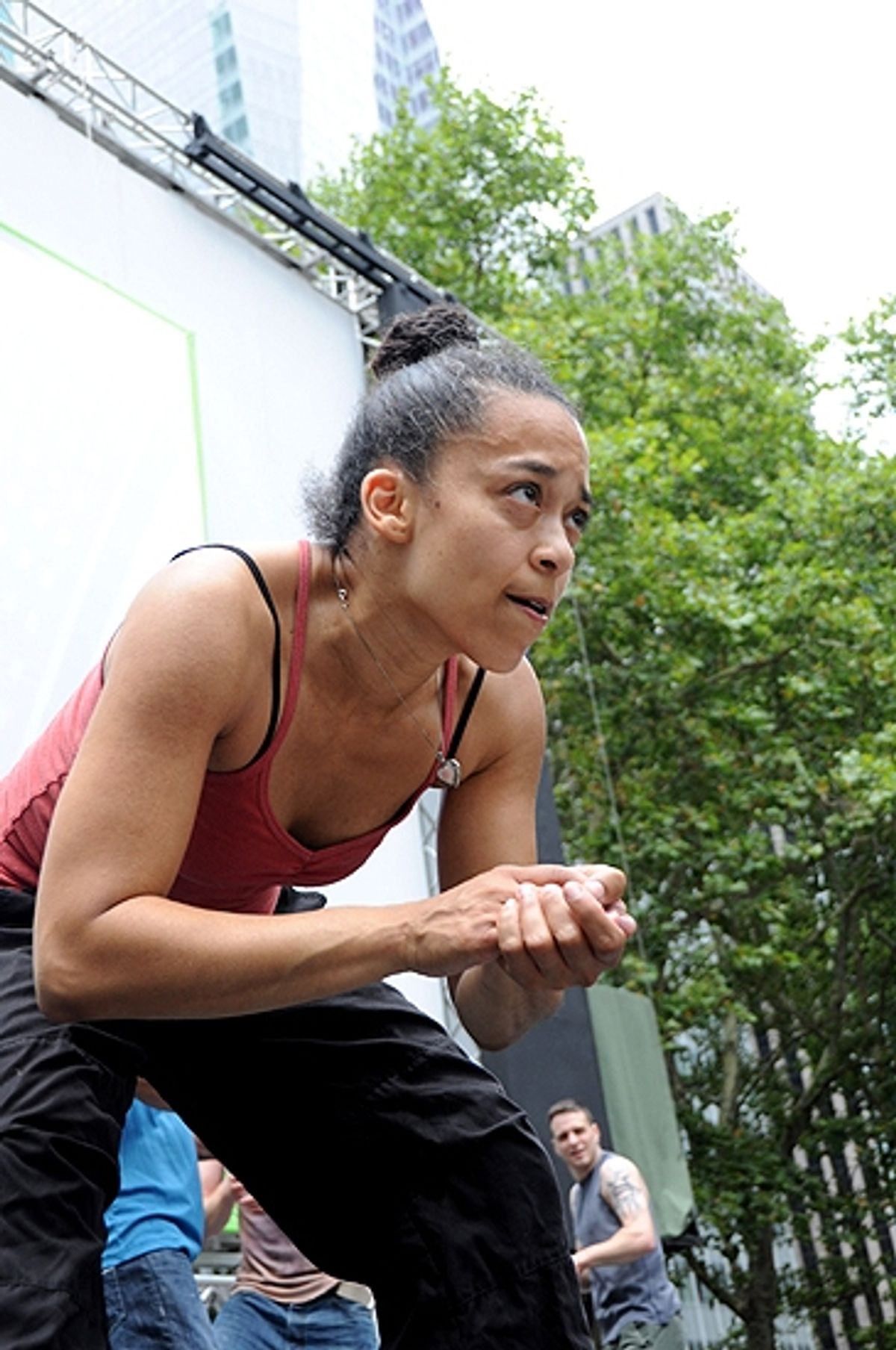 Stephanie Middleton (Stomp) at PROMISES, HEIGHTS et al. Play Broadway in Bryant Park, 7/8