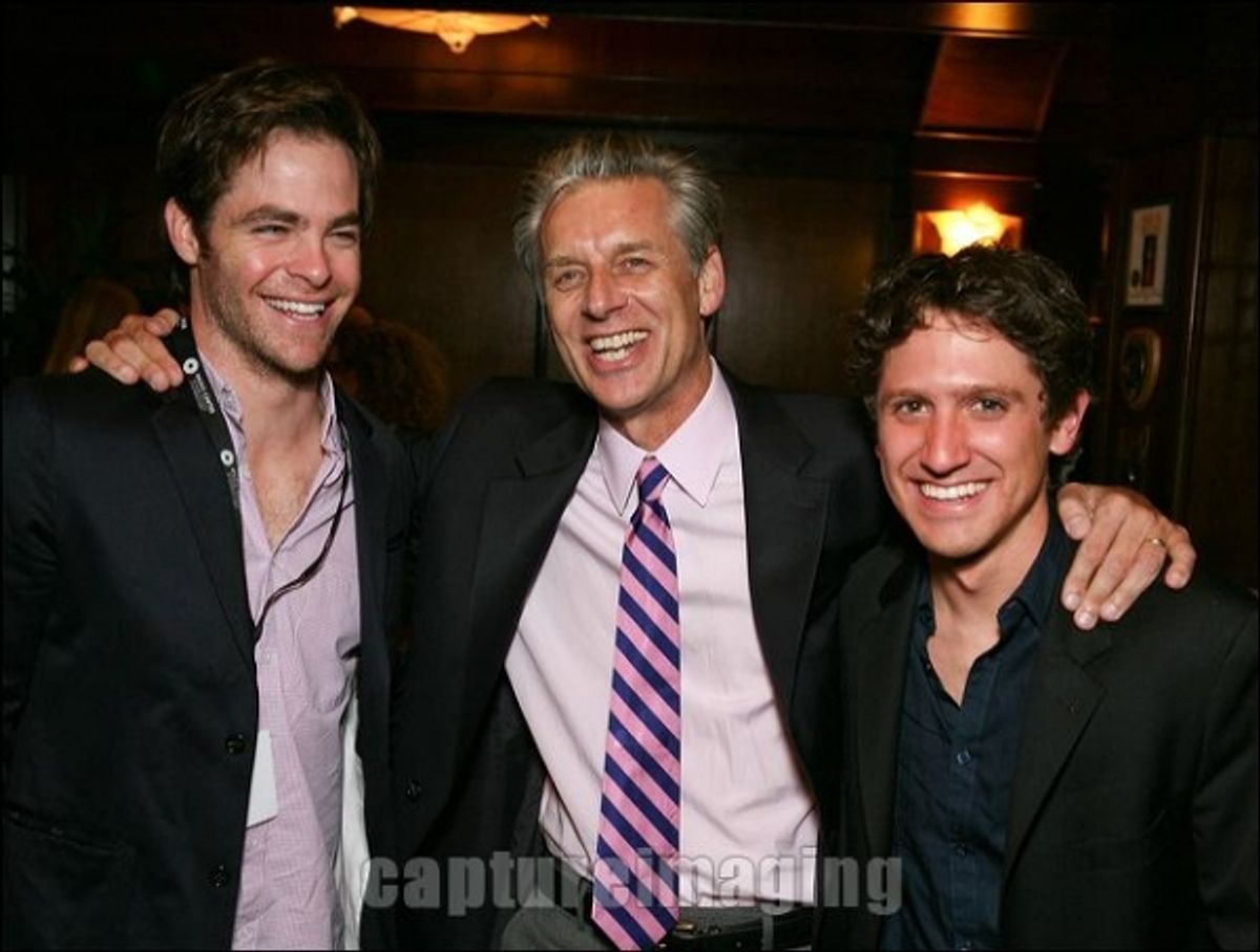 Chris Pine, CTG Artistic Director Michael Ritchie, and cast member Ian Alda at 