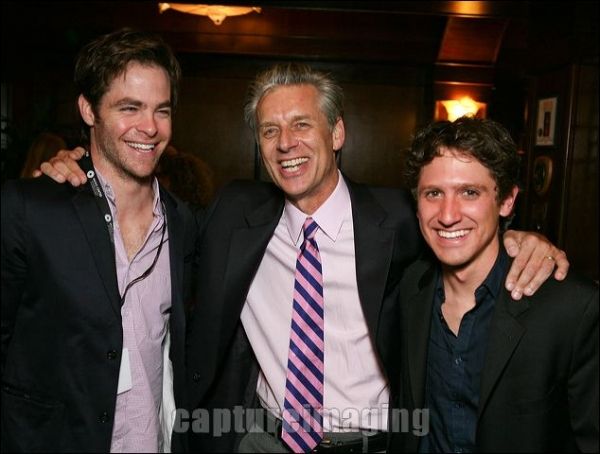 Chris Pine, CTG Artistic Director Michael Ritchie, and cast member Ian Alda Photo