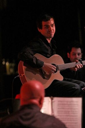 Upright guitarist Nick Perez with Matt Lucich and MD Gerald Sternbach at Upright Cabaret/La Mirada Theatre @ BroadwayWorld Upright guitarist Nick Perez with Matt Lucich and MD Gerald Sternbach at Upright Caba Photo