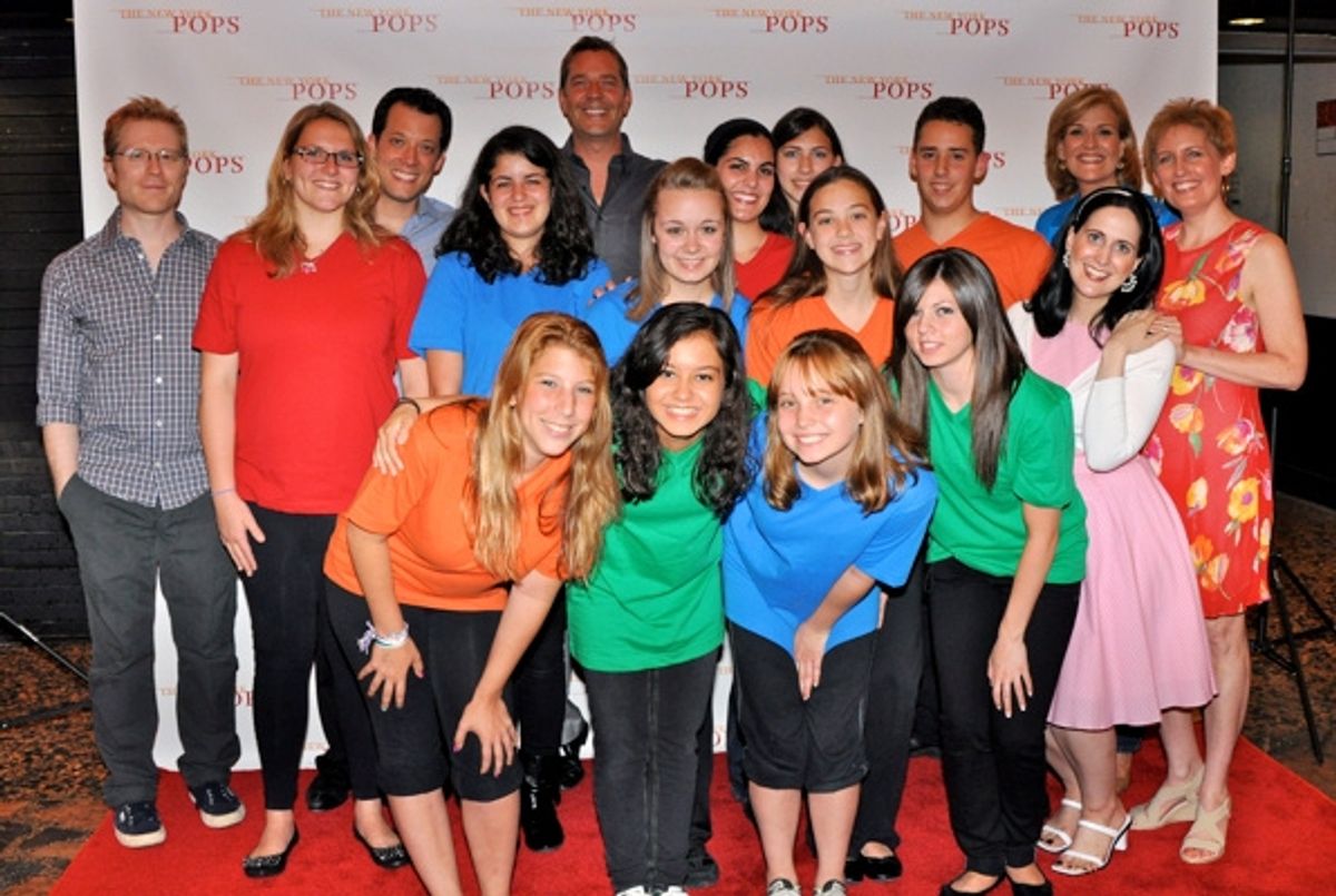 The Camp Broadway Kids-Katy Miller, Kendra Jain, Samantha Rockhill, Samantha Petrucci, Nicole Biedel, Alexis Barone, Katelyn Wilson, Samantha Alicandri, Jessica Fallon Gordon, Katherine Dalldorf, Christian Ramirez and Steven Reineke, Anthony Rapp, John Ta at 