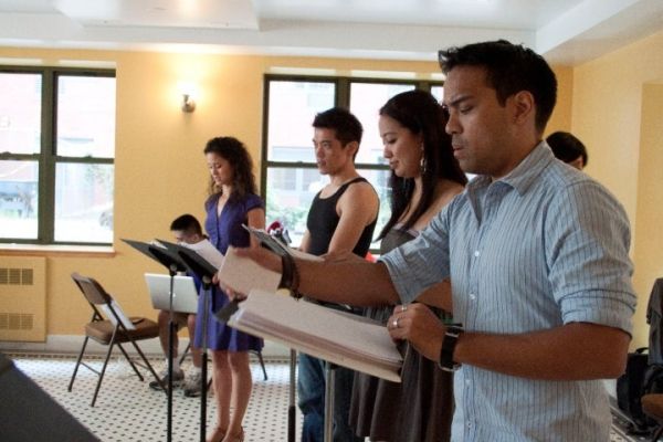 Ali Ewoldt, Moses Villarama, Jaygee Macapugay, Kurt Uy during the staged reading cast Photo
