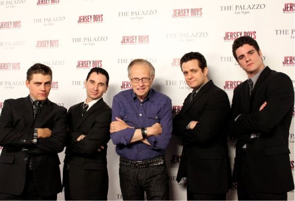 Deven May (Tommy DeVito), Travis Cloer (Frankie Valli), Larry King, Colin Trahan (Nic Photo