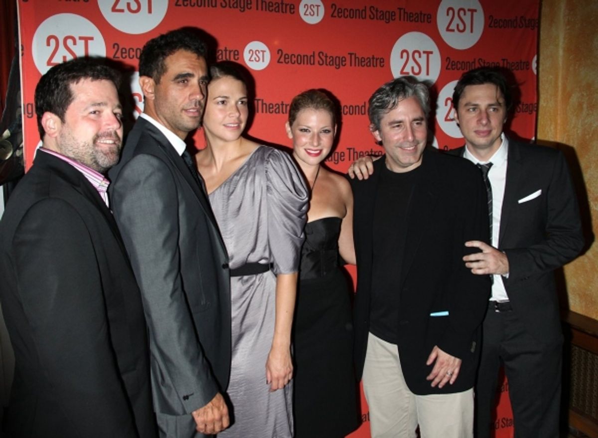 Director Peter Dubois, Bobby Cannavale, Sutton Foster, Ari Graynor, Playwright Paul Weitz & Zach Braff at 