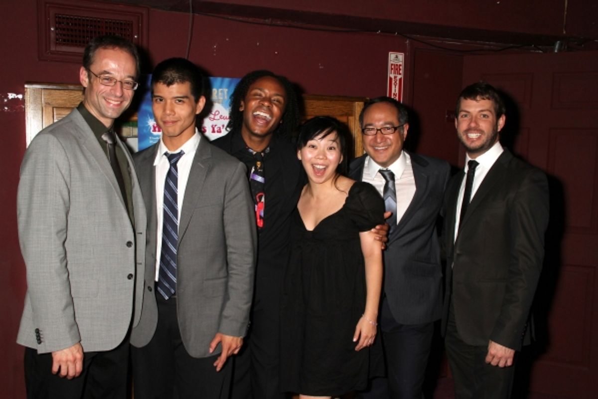 Gary Adler (music director, and composer of ALTAR BOYZ), Telly Leung, Shaun Earl, Yuka Takara, Alan Muraoka (Telly's director) and Cabaret Producer Matt Patton at 