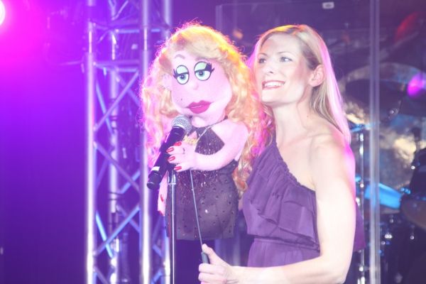 Avenue Q's Lucy The Slut and Becca Ayers introduced Producer/Creator/Director Mike To Photo