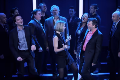 Euan Morton & Jill Paice, Jeremy Kushnier and the Cast of CHESS Photo
