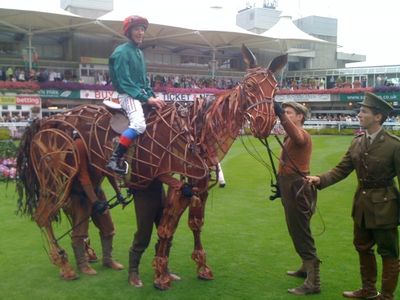 Frankie Dettori lead by Tim Lewis (Captain Nichols) on Joey (Head -David Emmings, Hea Photo