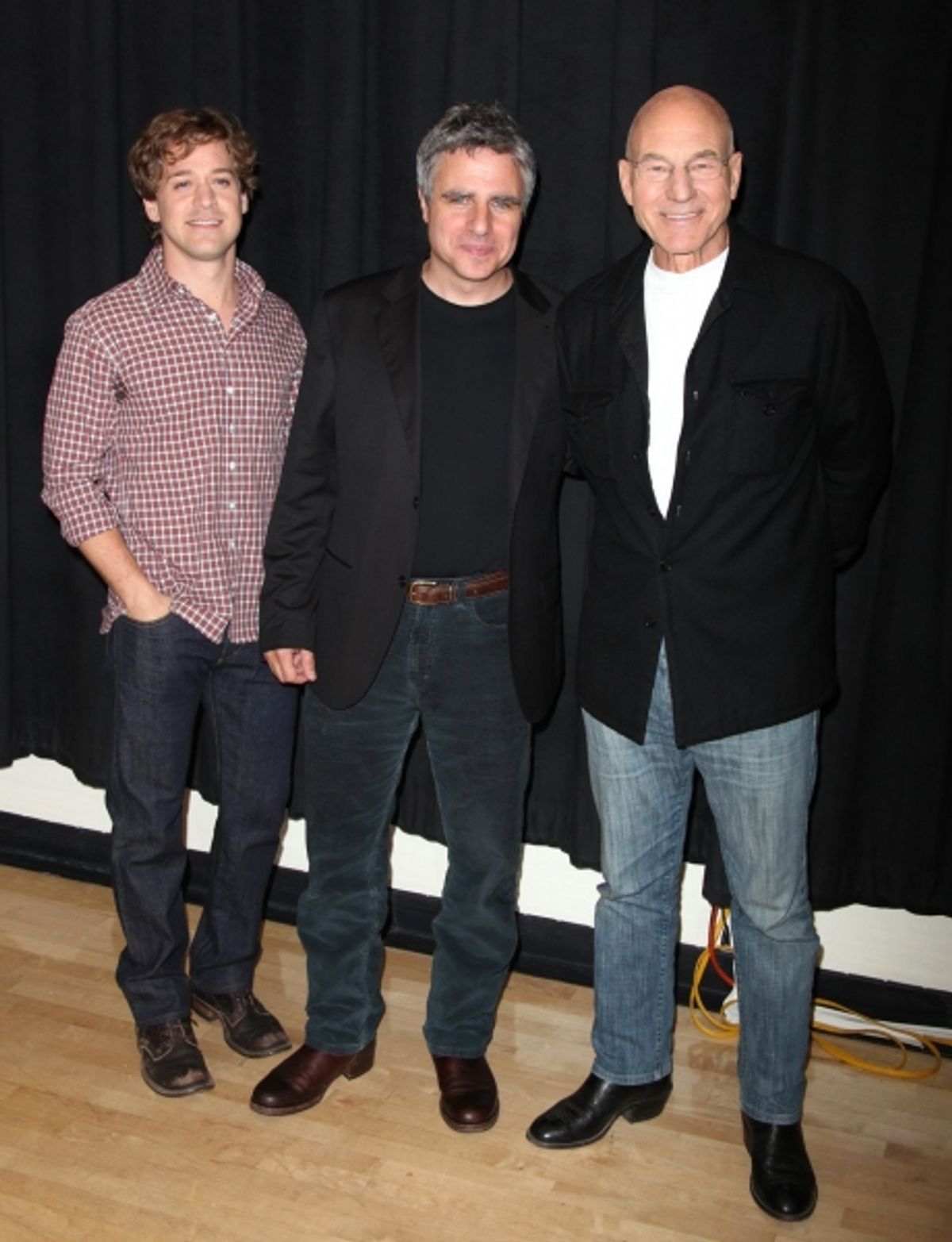 T.R. Knight, Neil Pepe (Director) & Patrick Stewart at 