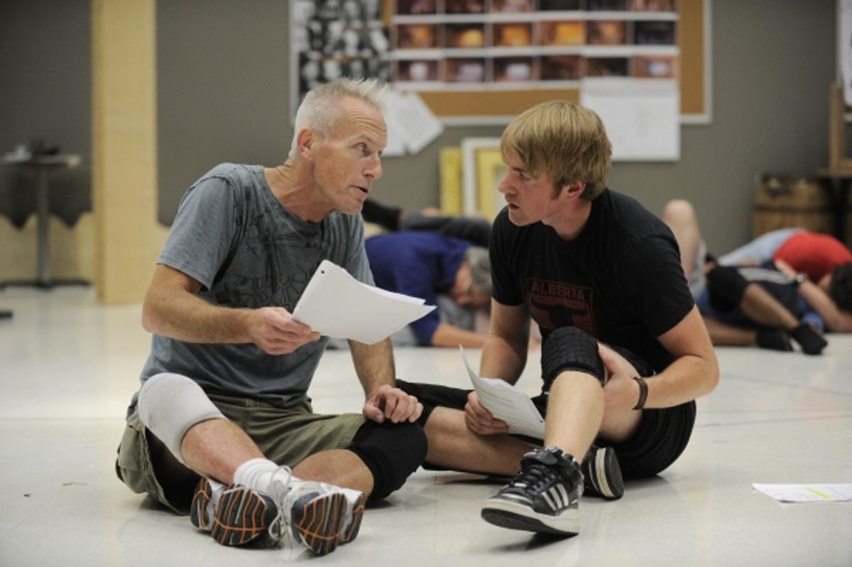 Larry Yando (Pangloss) tries to teach Geoff Packard at 