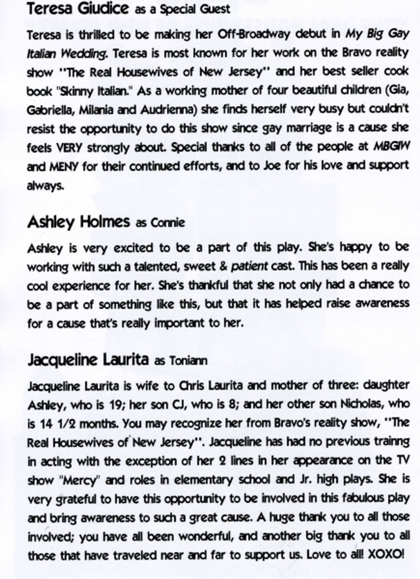 Photo Coverage: The Real NJ Housewives Open In MY BIG GAY ITALIAN WEDDING  Image