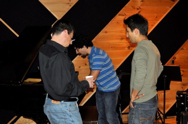 Tony Chiroldes, Alex Lacamoire and Sean Taylor Corbett Photo