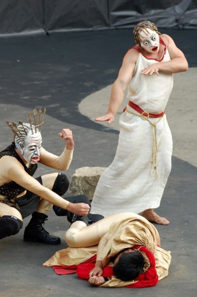 Tony Naumovski (standing); Alejandro Santoni (left, in mask) and Jaime Carrillo (on g Photo