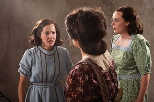 Mariko Nakasone (left) as Anne Frank, Corliss Preston as Edith Frank, and Rebecca Pre Photo