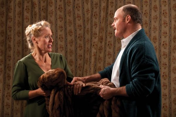 Liisa Ivary (left) as Mrs. van Daan and Mark Corkins as Mr. van Daan Photo