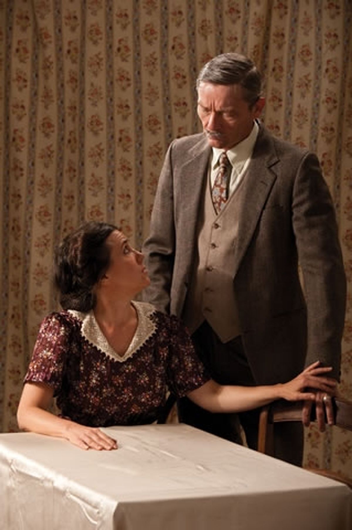 Corliss Preston (left) as Edith Frank and Tim Casto as Otto Frank at 