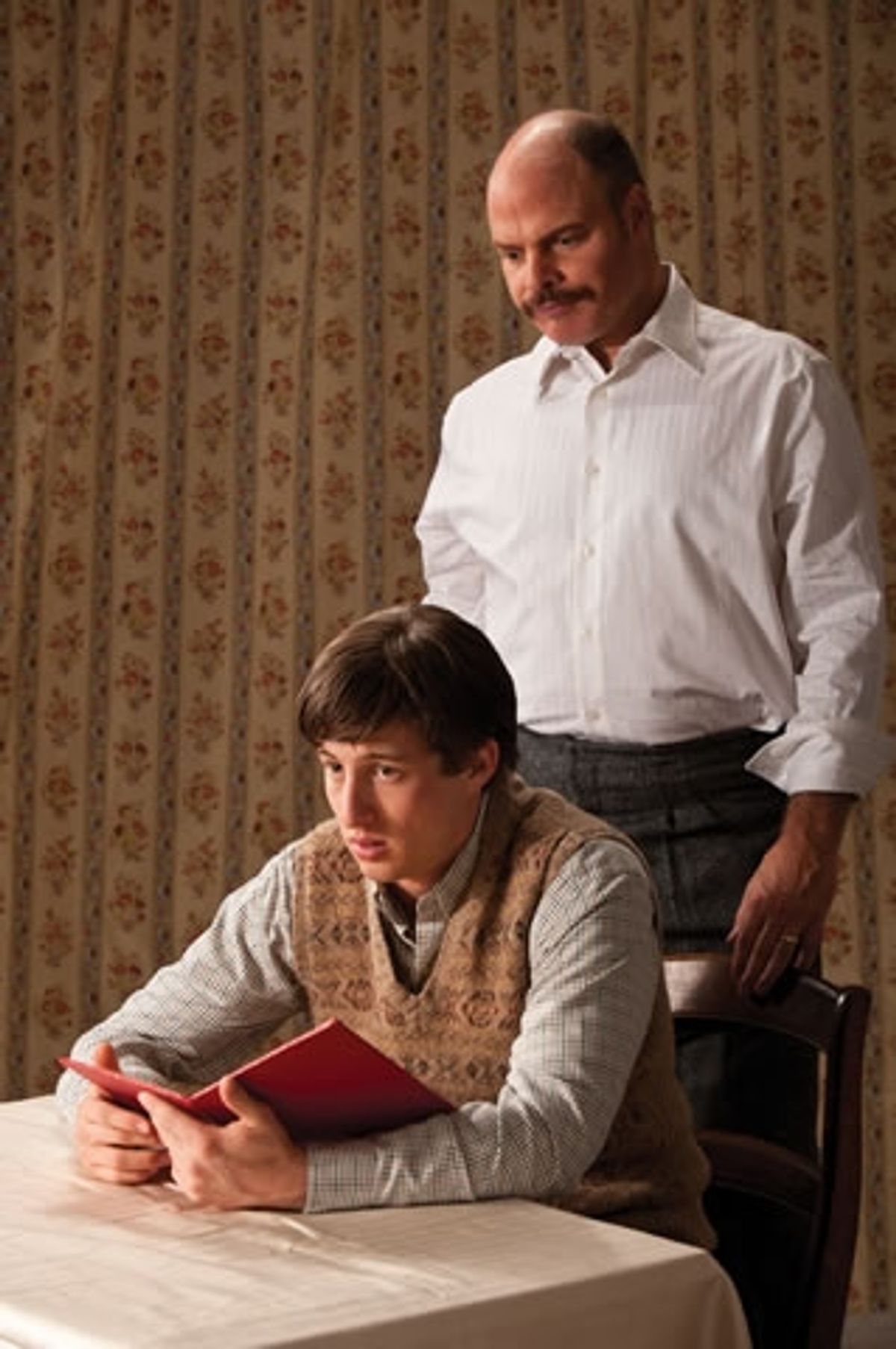 Rhett Guter (left) as Peter van Daan and Mark Corkins as Mr. van Daan at 