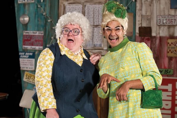 Michael Daly (left) as Pearl Burras and George Walker as Vera Carp Photo