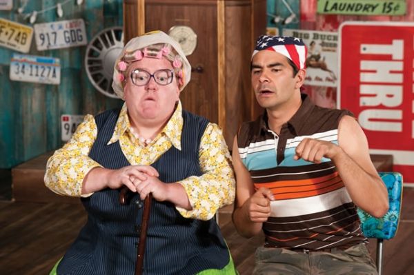 Michael Daly (left) as Pearl Burras and George Walker as Stanley Bumiller Photo