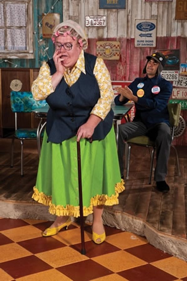 Michael Daly (left) as Pearl Burras and George Walker as Petey Fisk Photo
