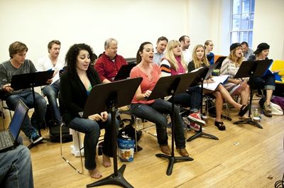 Julie Garnye, Jenna Leigh Green, Annaleigh Ashford and the cast of HEATHERS Photo