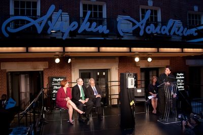 Christine Quinn, Todd Haimes, John Weidman, Stephen Sondheim, Patti LuPone, and Natha Photo