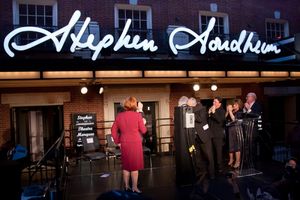 Christine Quinn, John Weidman, Stephen Sondheim, Nathan Lane, Patti LuPone, and Tom T Photo