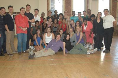 Matt Lenz (Director) and Michele Lynch (Choreographer) and the entire cast of Hairspr Photo