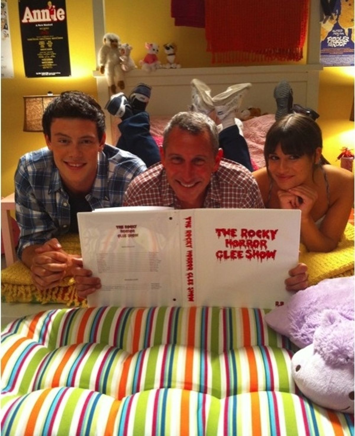 Cory Monteith, Adam Shankman, and Lea Michele at 