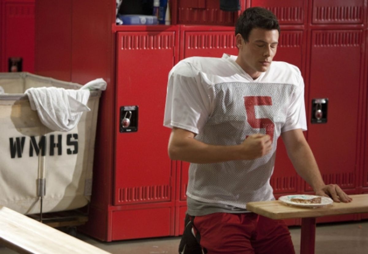Finn (Cory Monteith) prays to a sandwich at 