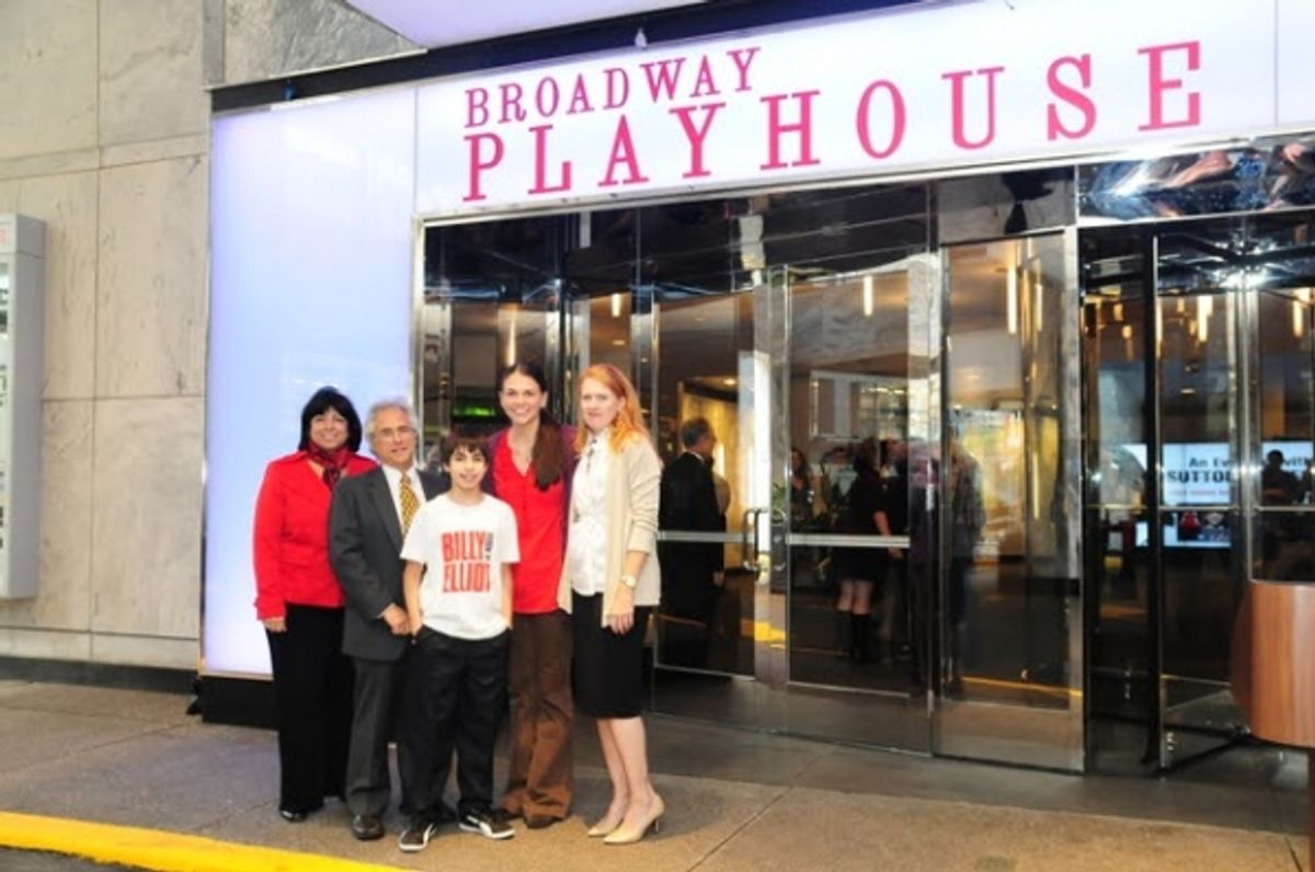 Eileen LaCario (Vice President, Broadway In Chicago), Lou Raizin (President, Broadway In Chicago), Cesar Corrales (Billy, Billy Elliot the Musical), Sutton Foster (An Evening with Sutton Foster) and Suzanne Bizer at 