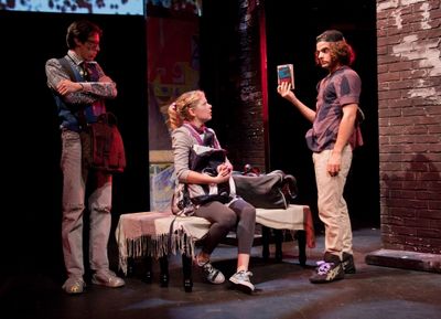 Jason Michael Snow as Edward, Jillian Louis as Kitty and Zachary Clause as Toni-O Photo